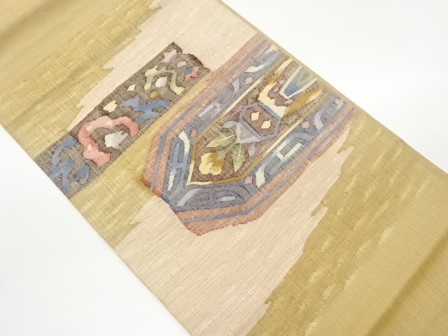 金通し明綴れ霞に変わり横段・抽象模様織出し袋帯